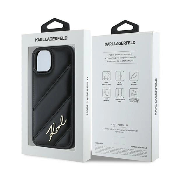 Karl Lagerfeld Diagonal Quilted Script case for iPhone 15 Plus / 14 Plus - black_7