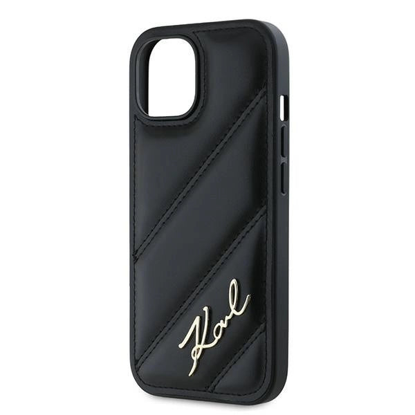 Karl Lagerfeld Diagonal Quilted Script case for iPhone 15 / 14 / 13 - black_5