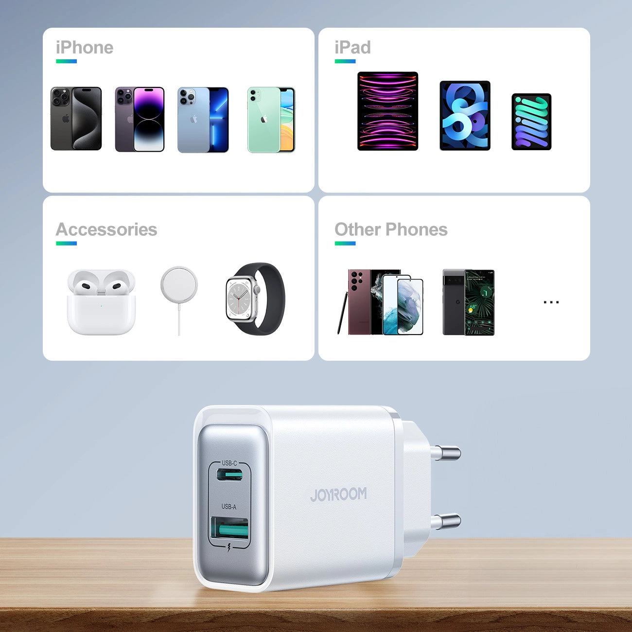 Joyroom JR-TCF15 network charger USB-C / USB-A 30W - white_8
