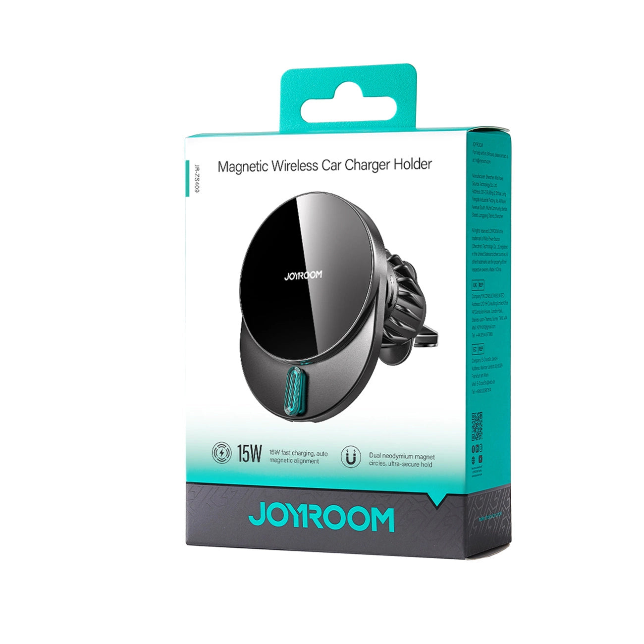 Joyroom JR-ZS409 magnetic holder with 15W inductive charger for car air vent - black_1