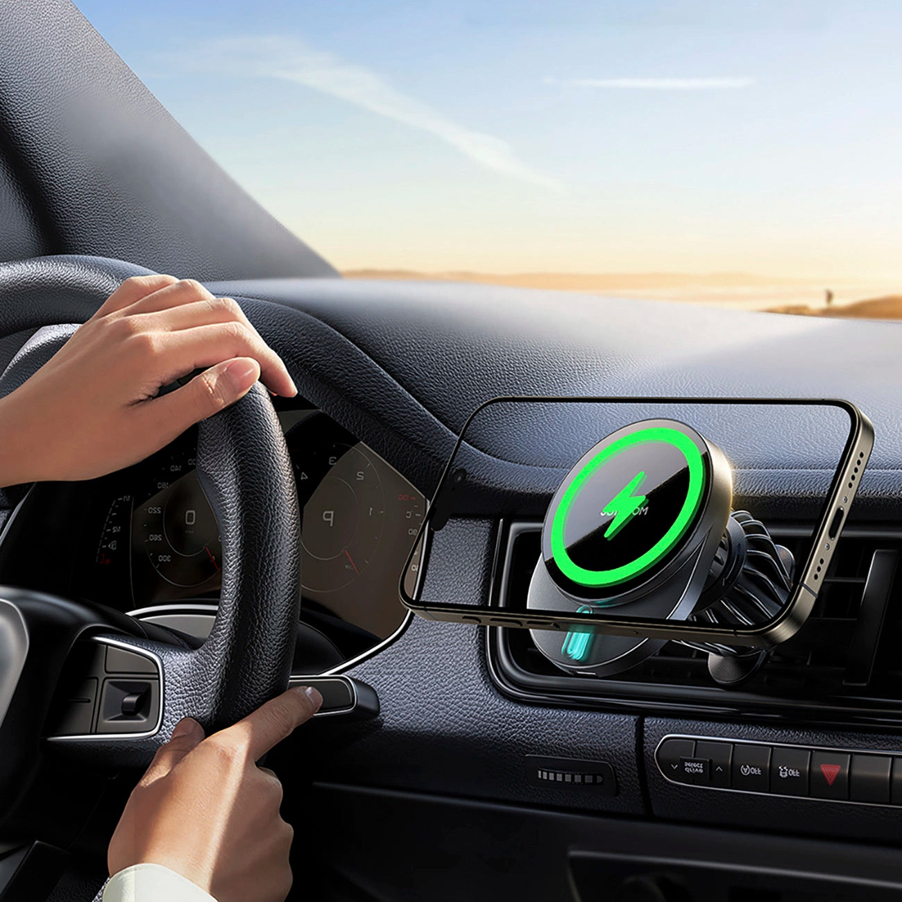 Joyroom JR-ZS409 magnetic holder with 15W inductive charger for car air vent - black_9