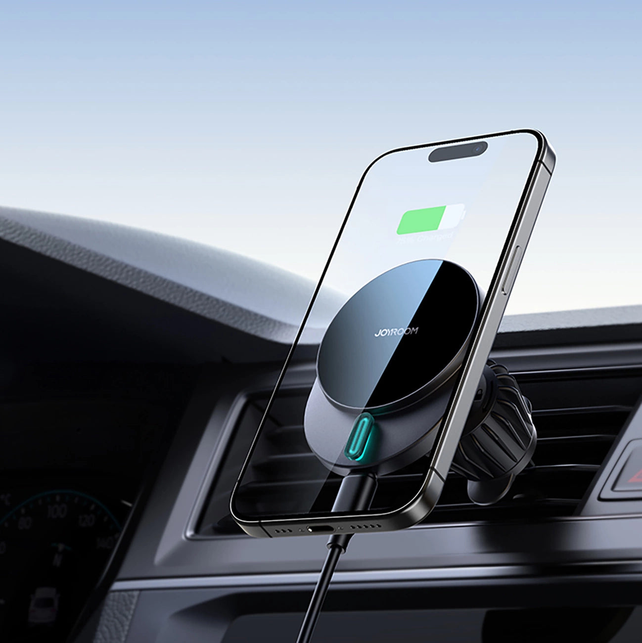 Joyroom JR-ZS409 magnetic holder with 15W inductive charger for car air vent - black_3