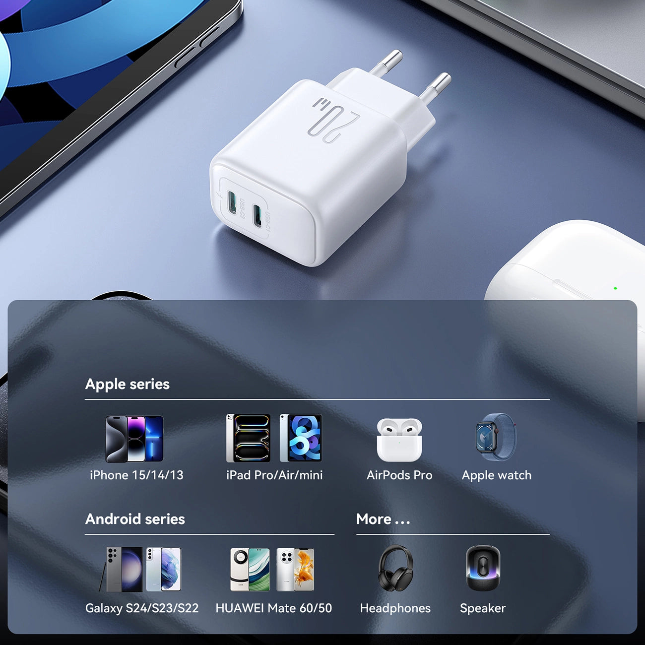 Joyroom JR-TCF12 mains charger 2x USB-C 20W PD / QC 3.0 - white_12