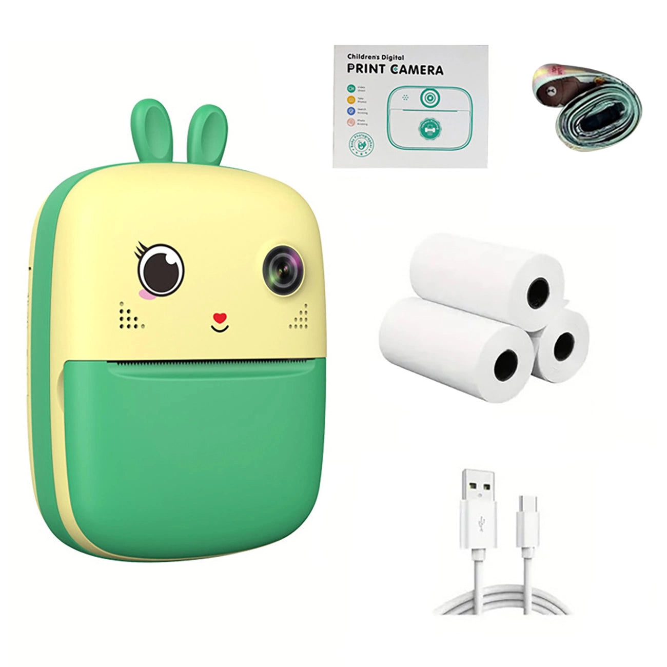 Mini Thermal Printer for Kids with Camera and Camcorder - Green_1
