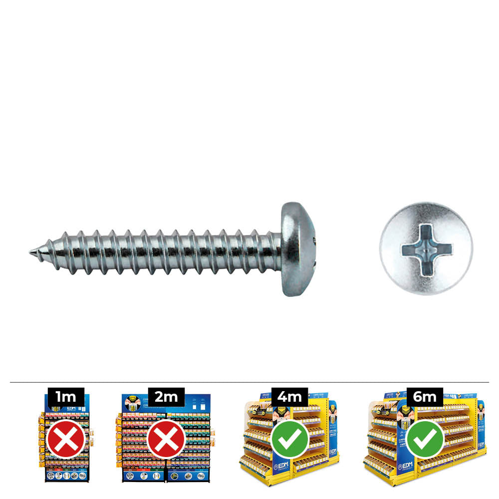 Caixa 500 unid. parafuso chapa cabeça de queijo philips din/ref 7981 4,8x38mm zincado celo_0
