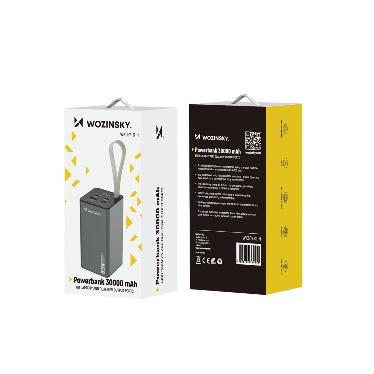 Powerbank Wozinsky K65+ 65W 30000mAh 2x USB-C, 1x USB-A 65W - gray_6