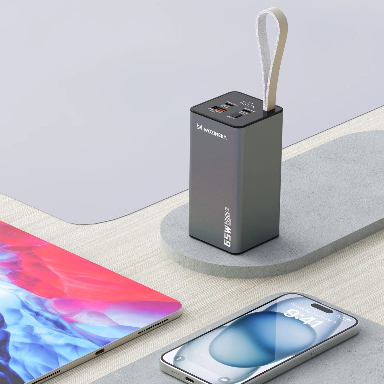 Powerbank Wozinsky K65+ 65W 30000mAh 2x USB-C, 1x USB-A 65W - gray_9