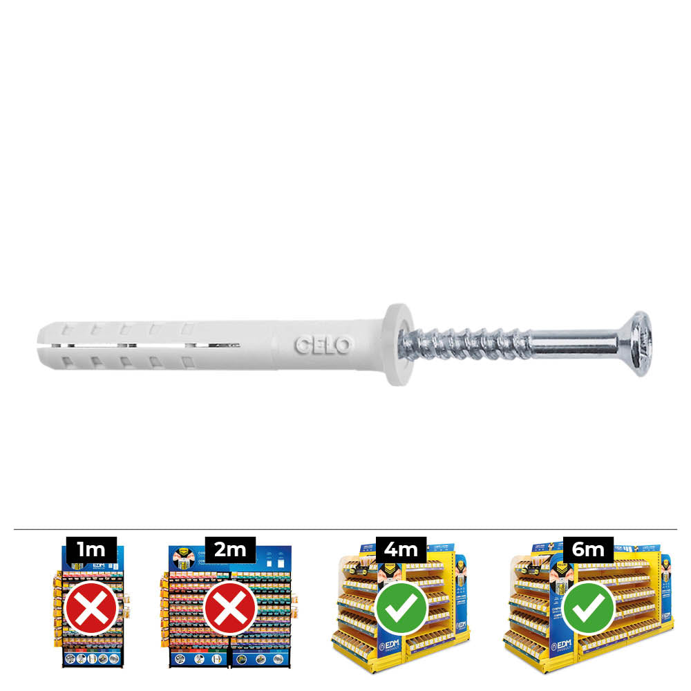 Caixa 100 unid. bucha golpe cabeça plana din/ref np ø6x35mm celo_0