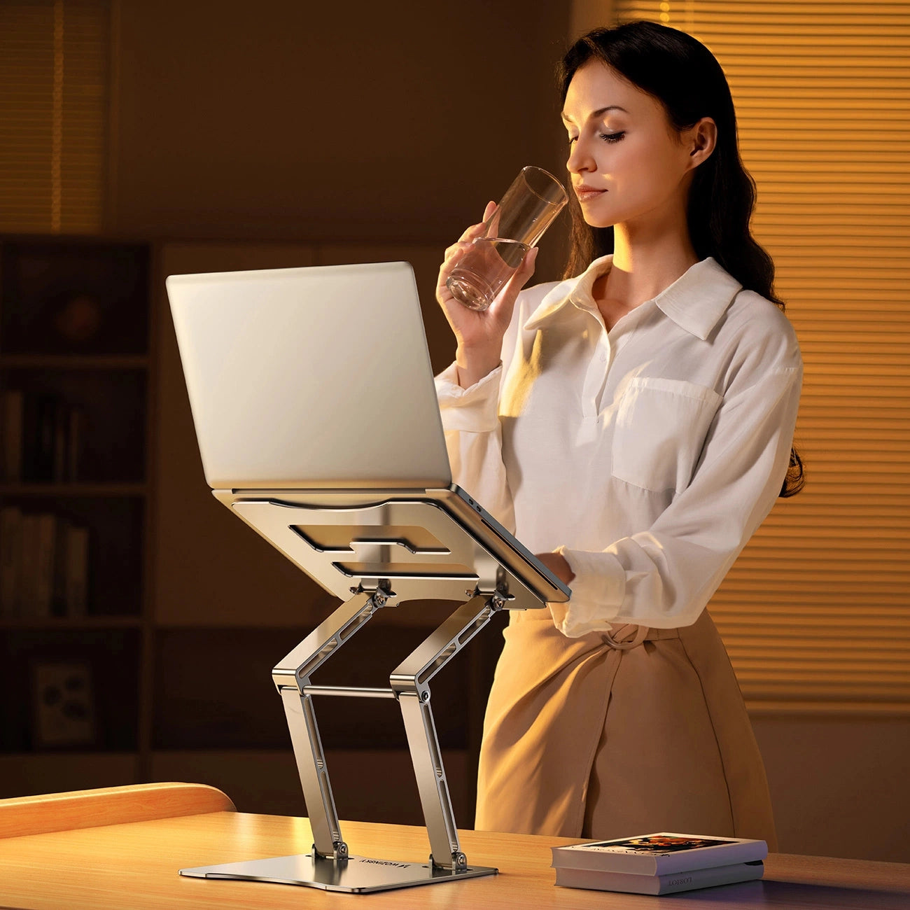 Laptop stand Wozinsky WRS-CPY75DSS aluminum + Free! smartphone stand - silver_14