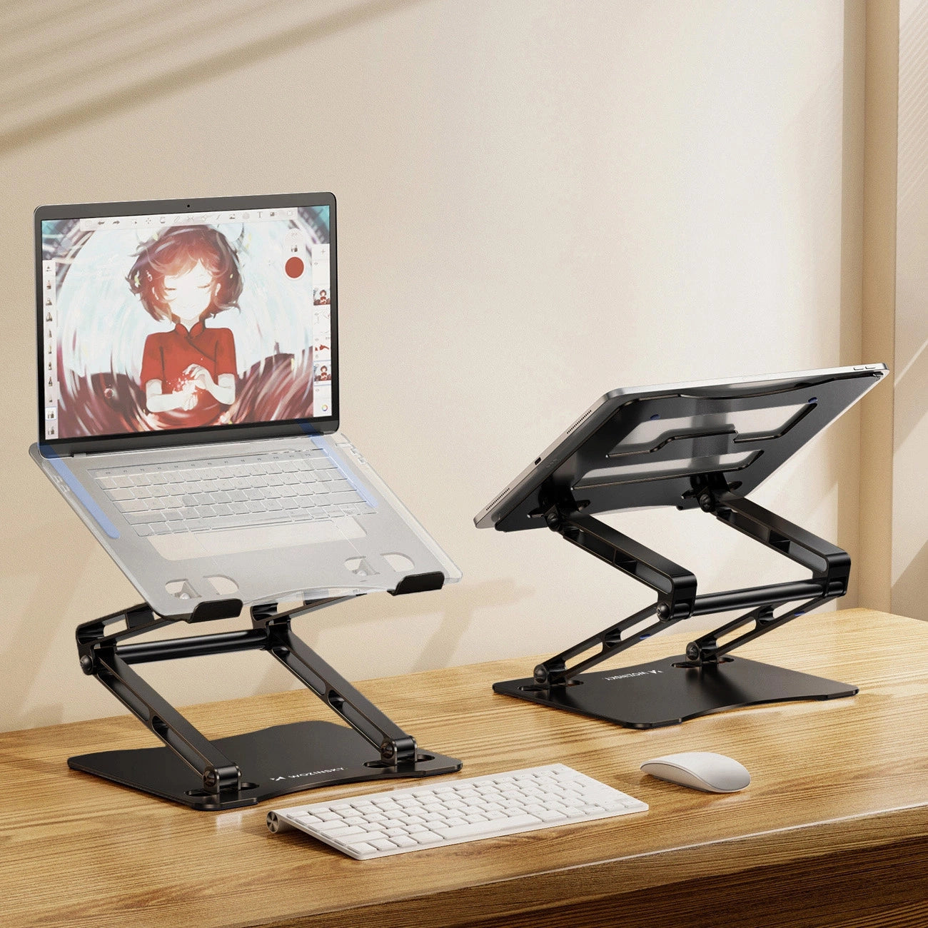Laptop stand Wozinsky WRS-CPY75DSB aluminum + Free! smartphone stand - black_11
