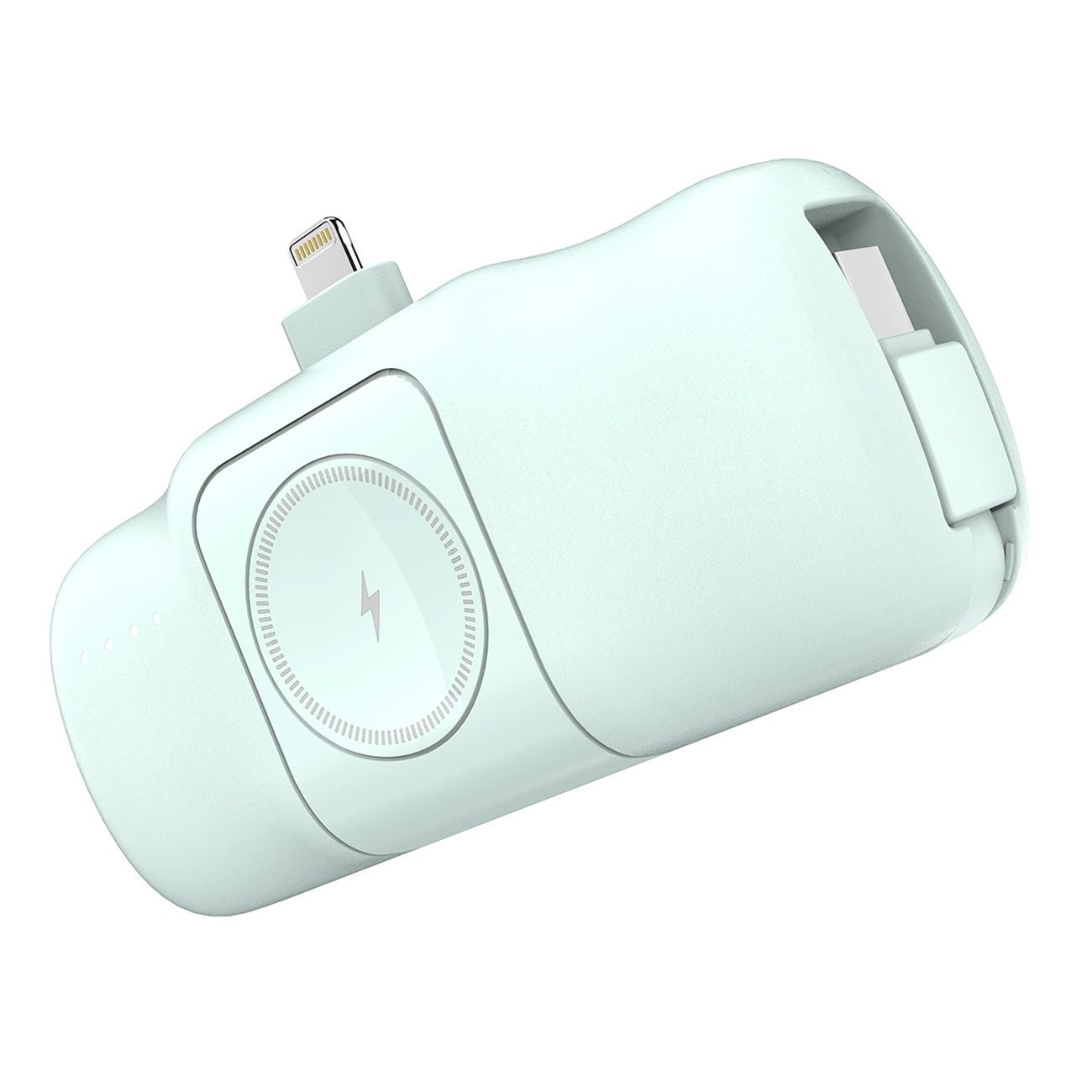 Wozinsky WF16-YLS 5000mAh 15W Lightning Mini Power Bank with Built-in USB-C Cable and Apple Watch Charger - Green_1