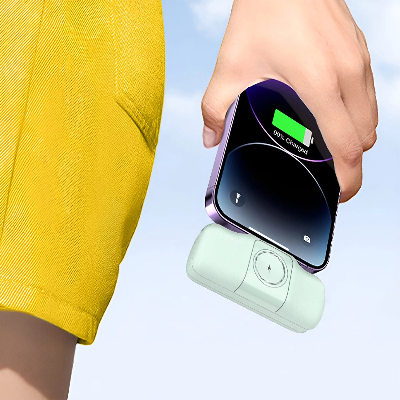 Wozinsky WF16-YLS 5000mAh 15W Lightning Mini Power Bank with Built-in USB-C Cable and Apple Watch Charger - Green_6