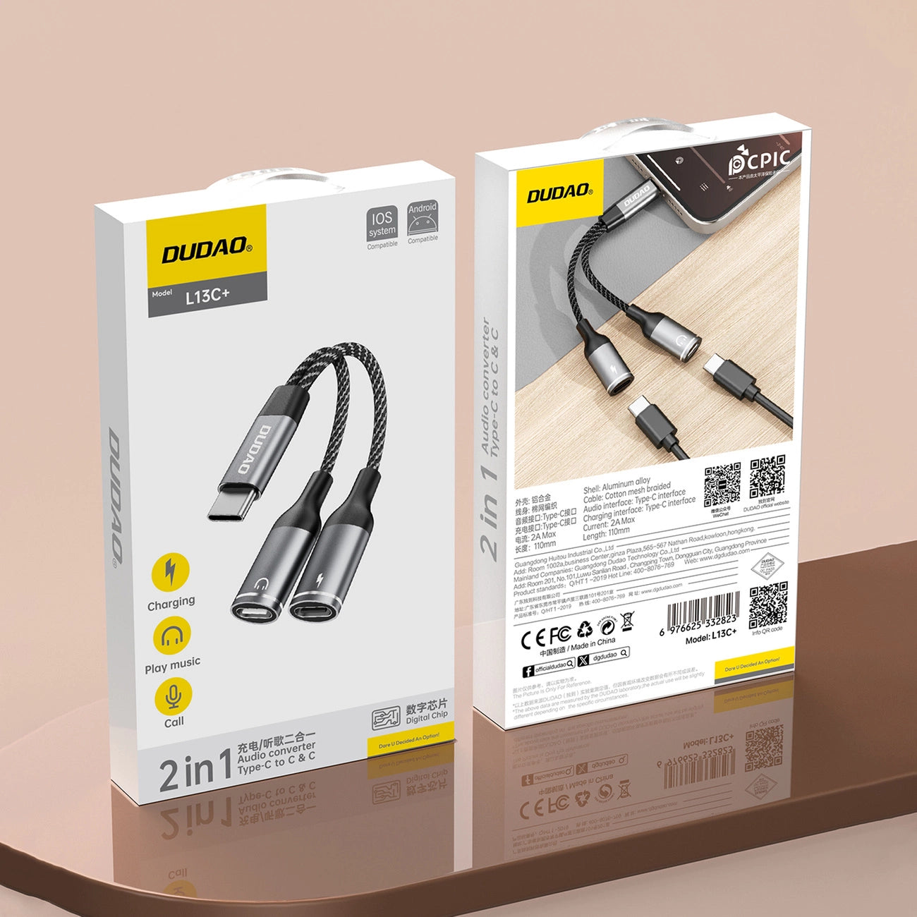 Dudao L13C+ 2in1 USB-C Adapter - Gray_10