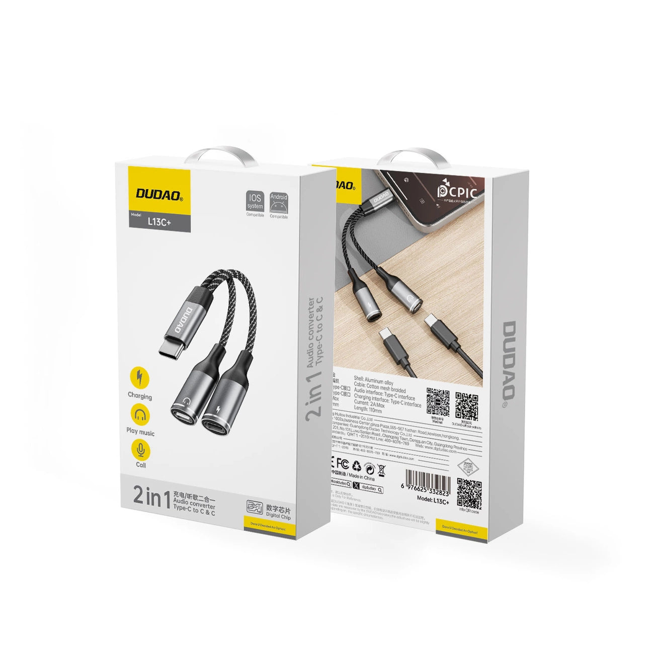 Dudao L13C+ 2in1 USB-C Adapter - Gray_1