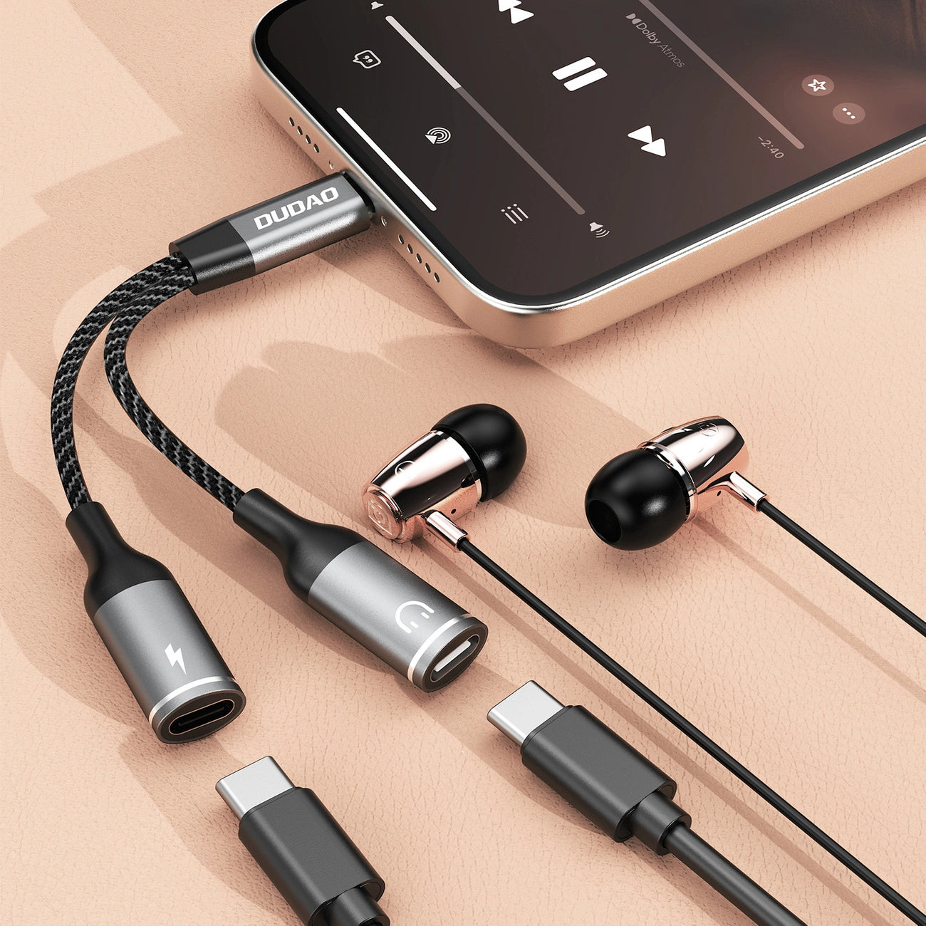 Dudao L13C+ 2in1 USB-C Adapter - Gray_4