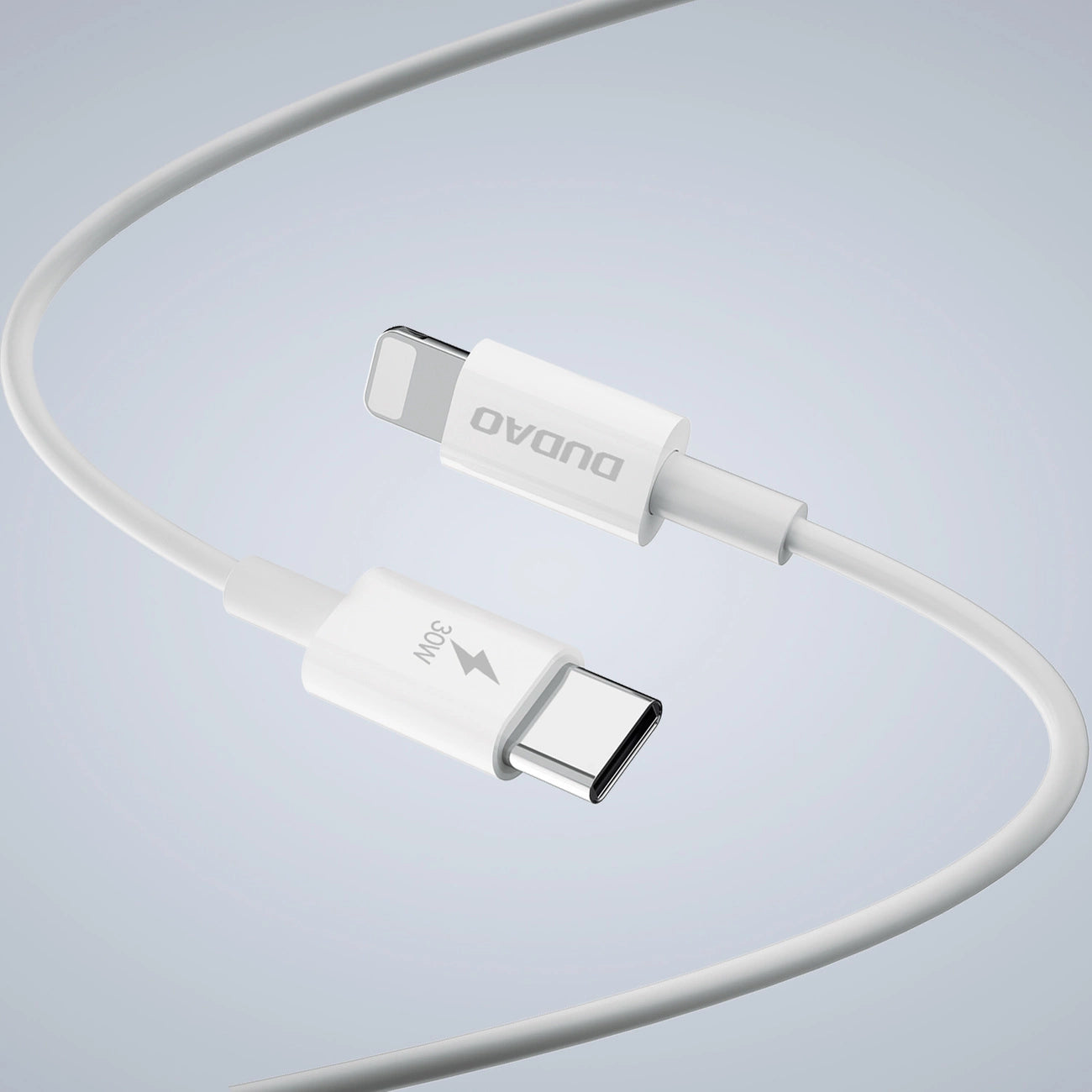 GaN Dudao A30EUL 30W USB-A / USB-C Wall Charger + USB-C - Lightning Cable - White_8