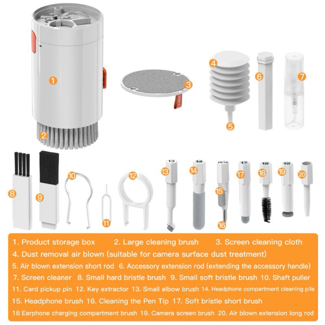 20in1 Multifunctional Cleaning Kit for Headphones, Keyboards and Displays - White_6
