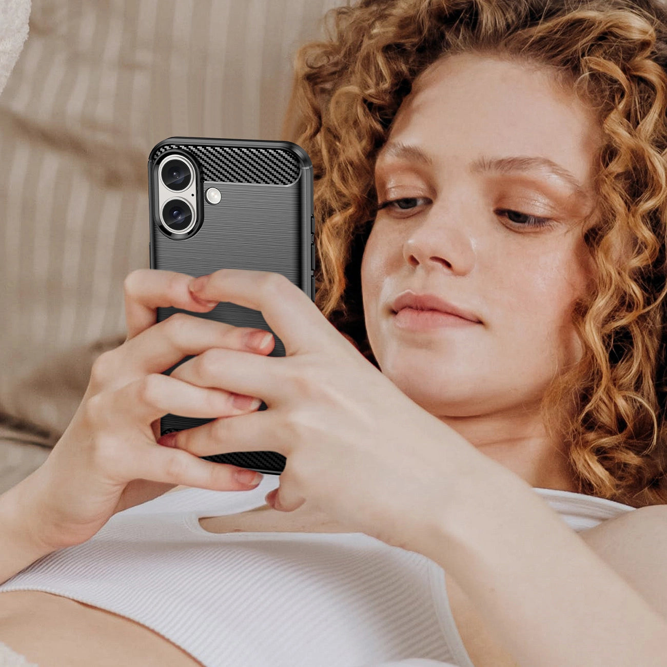 Carbon Case for iPhone 16 Silicone Case - Black_7