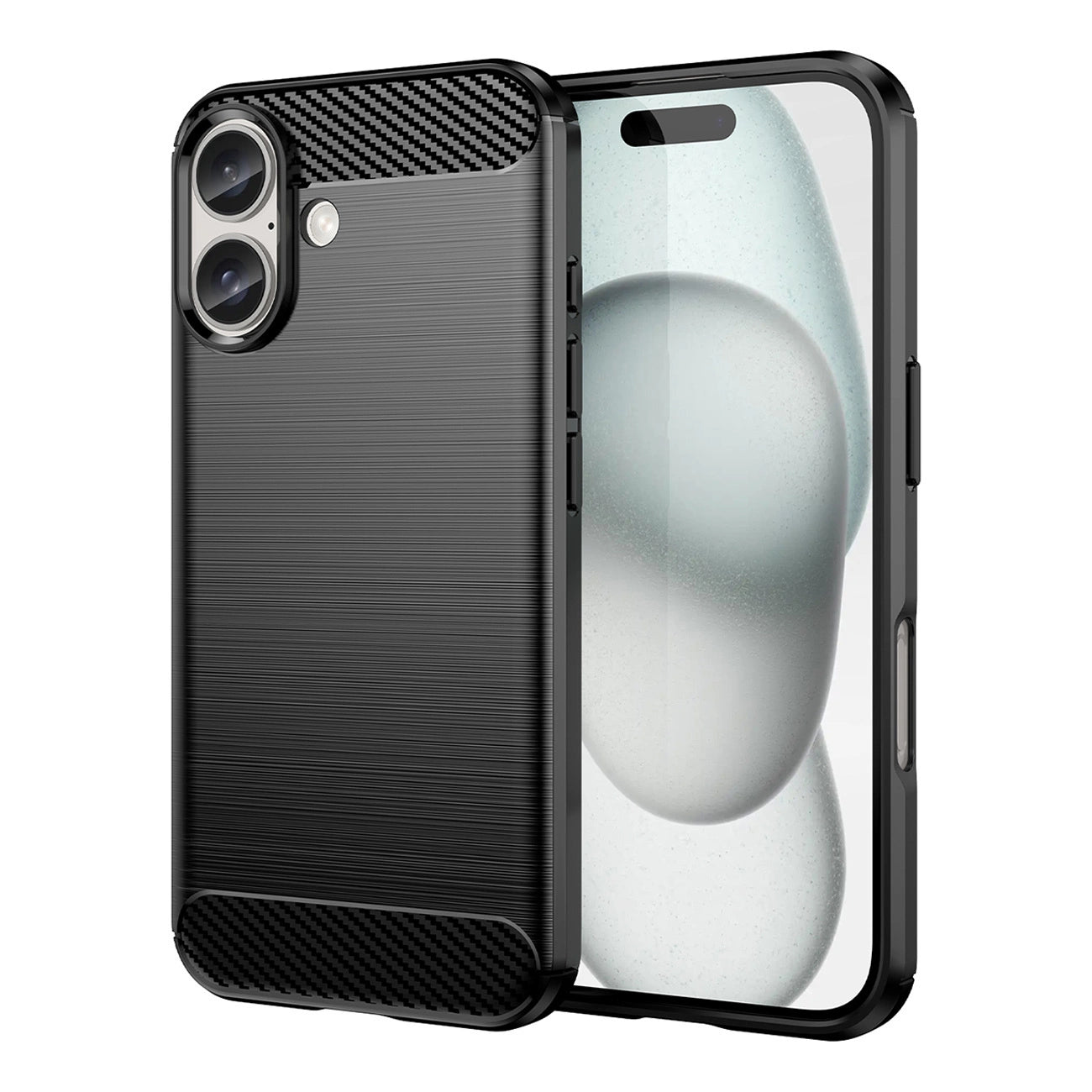 Carbon Case for iPhone 16 Plus Silicone Case - Black_0