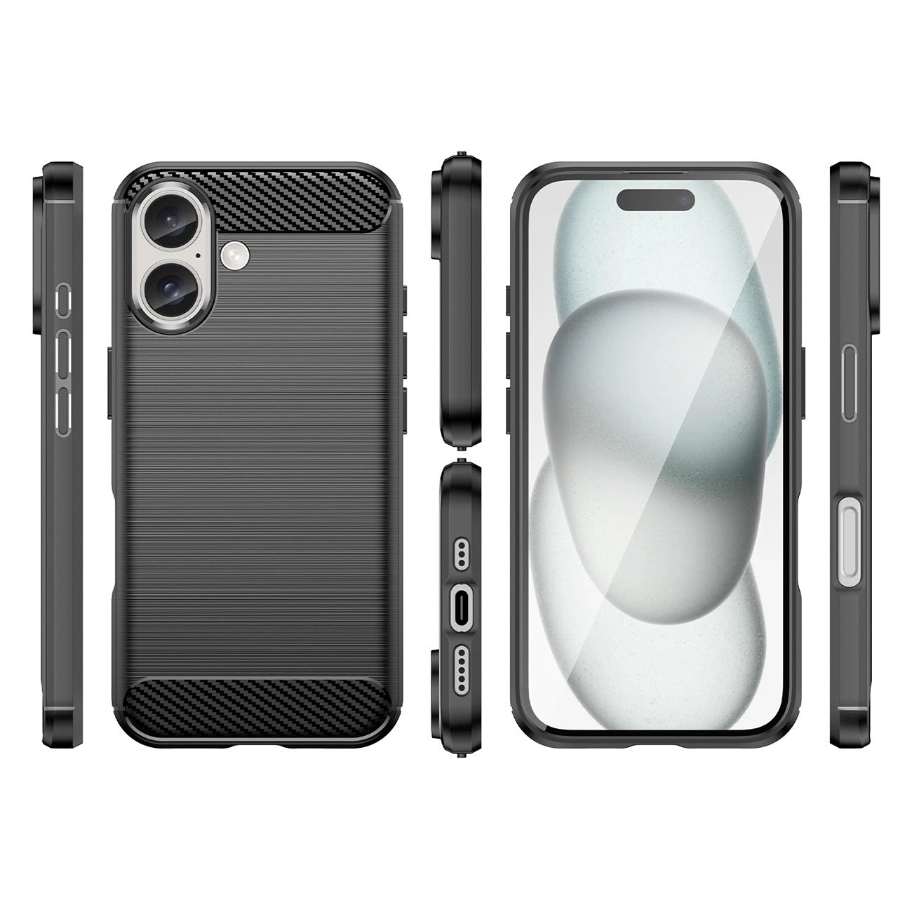 Carbon Case for iPhone 16 Plus Silicone Case - Black_2