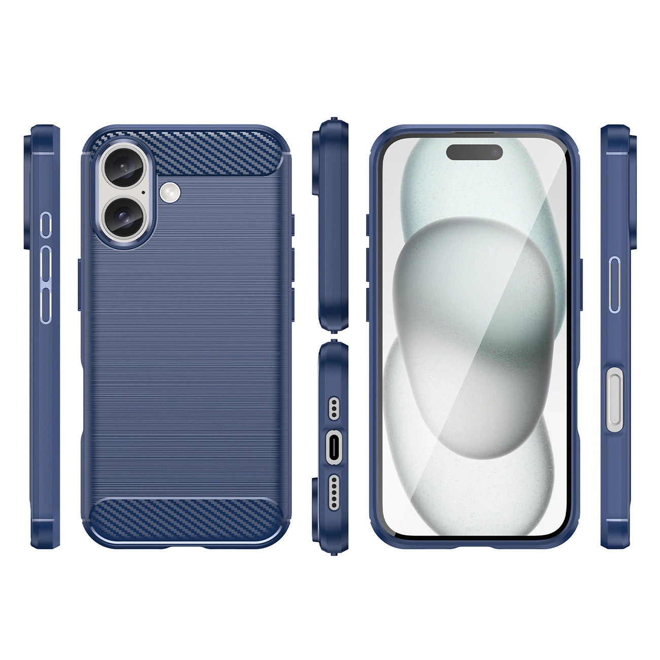 Carbon Case for iPhone 16 Silicone Case - Blue_2