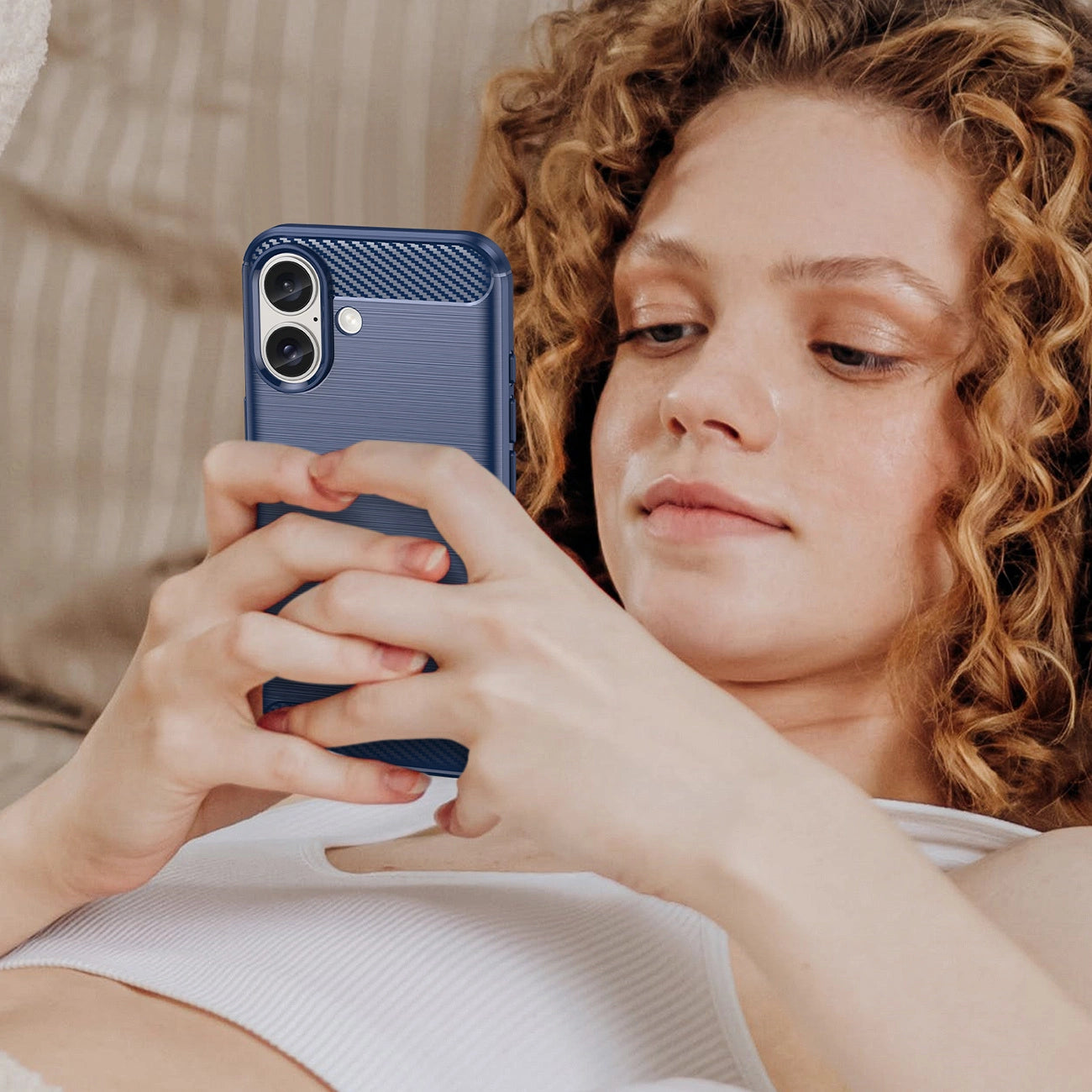 Carbon Case for iPhone 16 Silicone Case - Blue_7