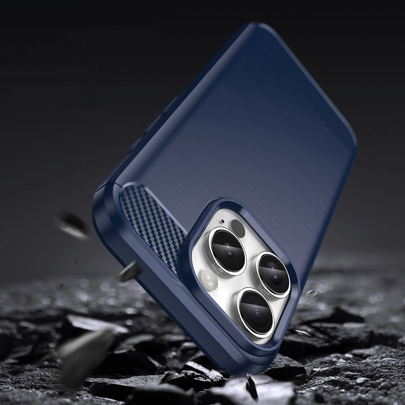 Carbon Case for iPhone 16 Pro Max Silicone Case - Blue_3