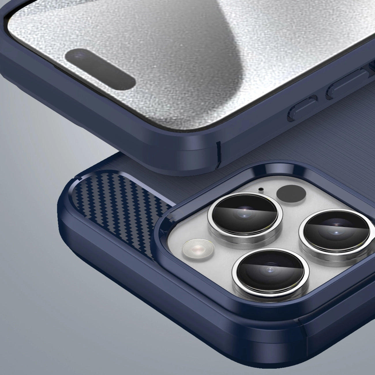 Carbon Case for iPhone 16 Pro Max Silicone Case - Blue_6