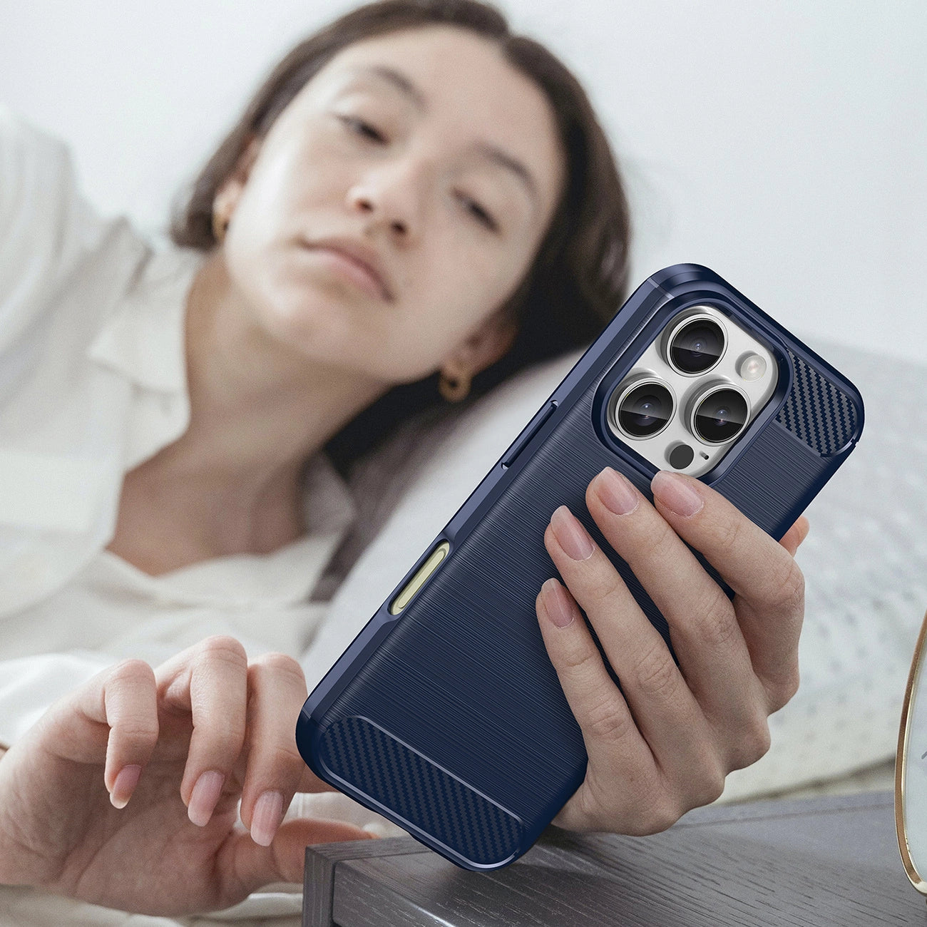 Carbon Case for iPhone 16 Pro Max Silicone Case - Blue_7
