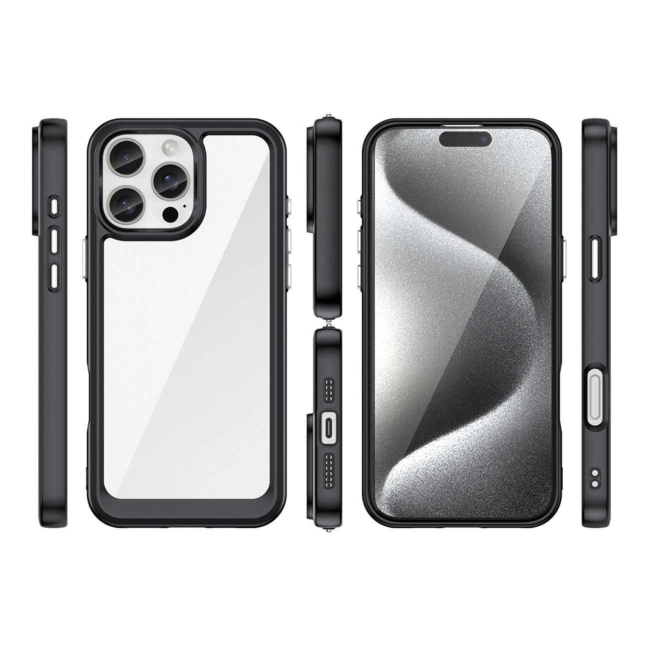 Outer Space Case with Gel Frame for iPhone 16 Pro Max - Black_1