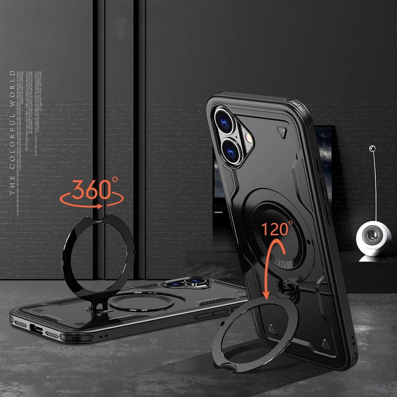 Hybrid Armor Trendy Case with MagSafe for iPhone 16 - Black_2