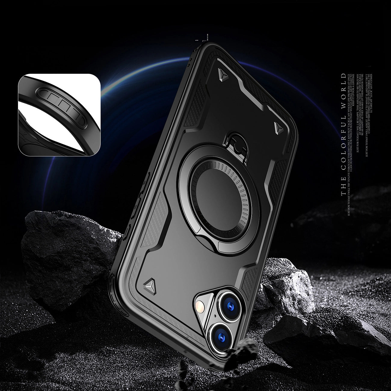 Hybrid Armor Trendy Case with MagSafe for iPhone 16 - Black_4