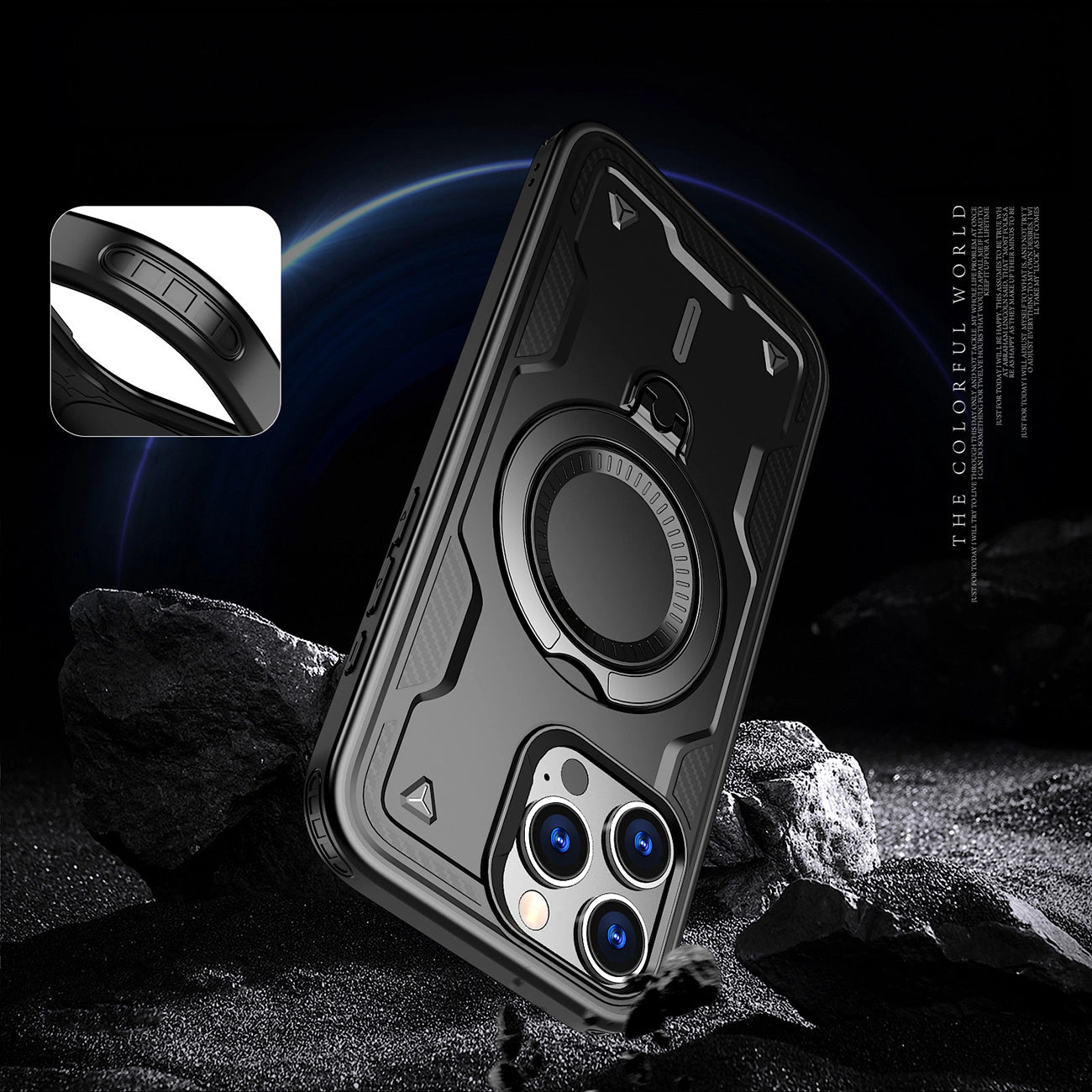 Hybrid Armor Trendy Case with MagSafe for iPhone 16 Pro - Black_4