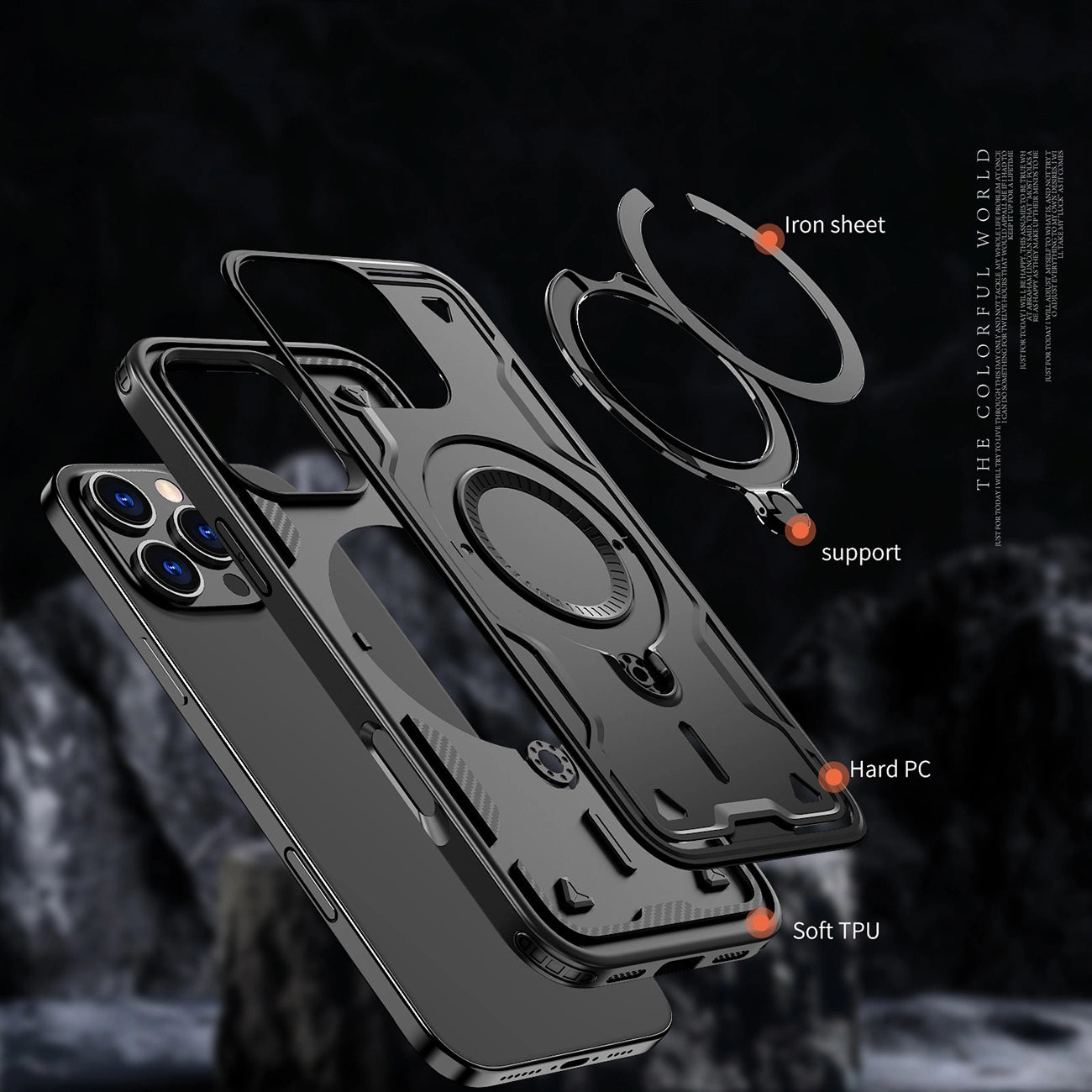 Hybrid Armor Trendy Case with MagSafe for iPhone 16 Pro Max - Black_1