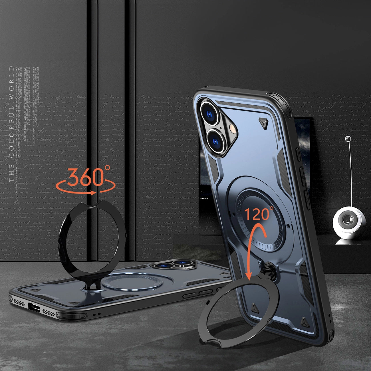 Hybrid Armor Trendy Case with MagSafe for iPhone 16 - Blue_2
