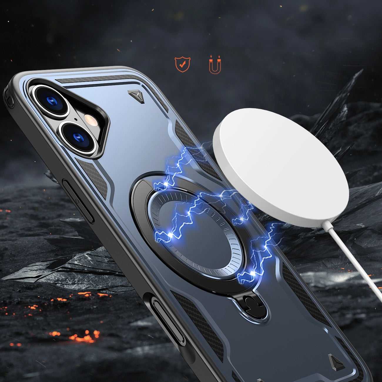 Hybrid Armor Trendy Case with MagSafe for iPhone 16 Plus - Blue_3