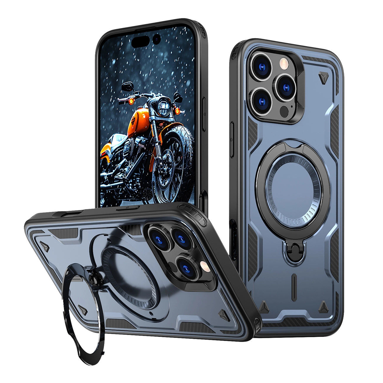 Hybrid Armor Trendy Case with MagSafe for iPhone 16 Pro - Blue_0