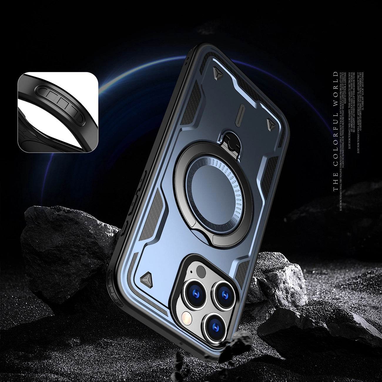 Hybrid Armor Trendy Case with MagSafe for iPhone 16 Pro - Blue_4