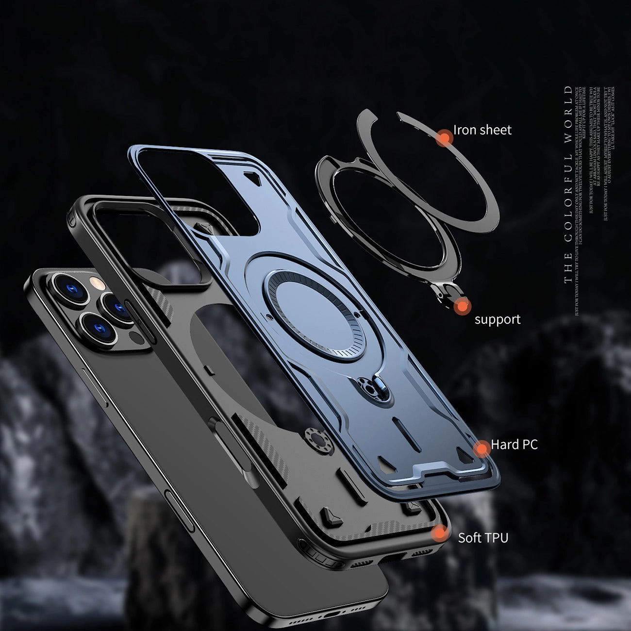 Hybrid Armor Trendy Case with MagSafe for iPhone 16 Pro Max - Blue_1