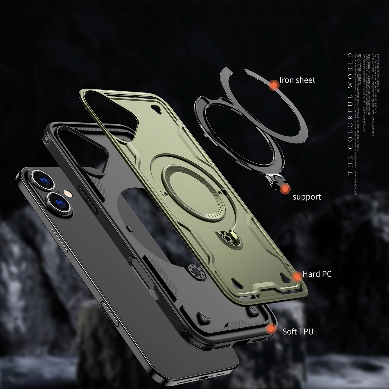 Hybrid Armor Trendy Case with MagSafe for iPhone 16 - Green_1
