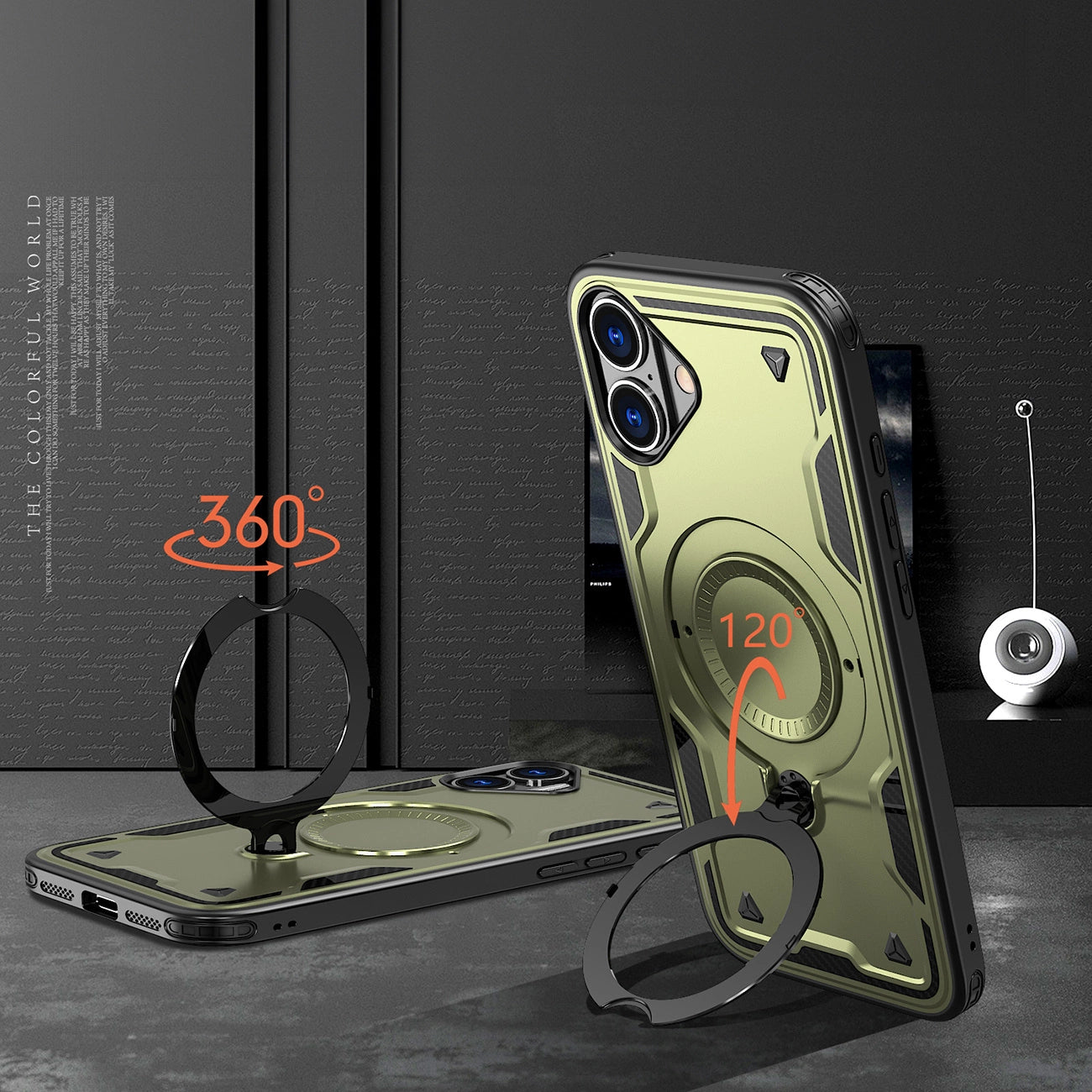 Hybrid Armor Trendy Case with MagSafe for iPhone 16 - Green_2