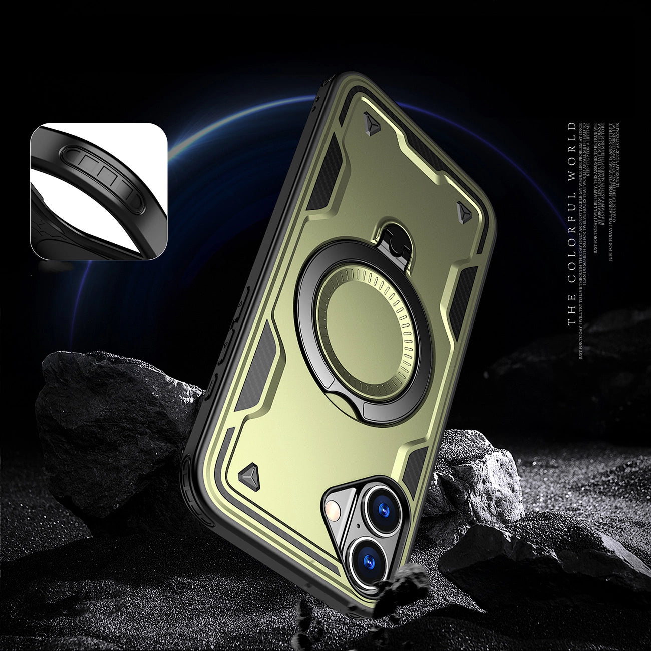 Hybrid Armor Trendy Case with MagSafe for iPhone 16 - Green_4