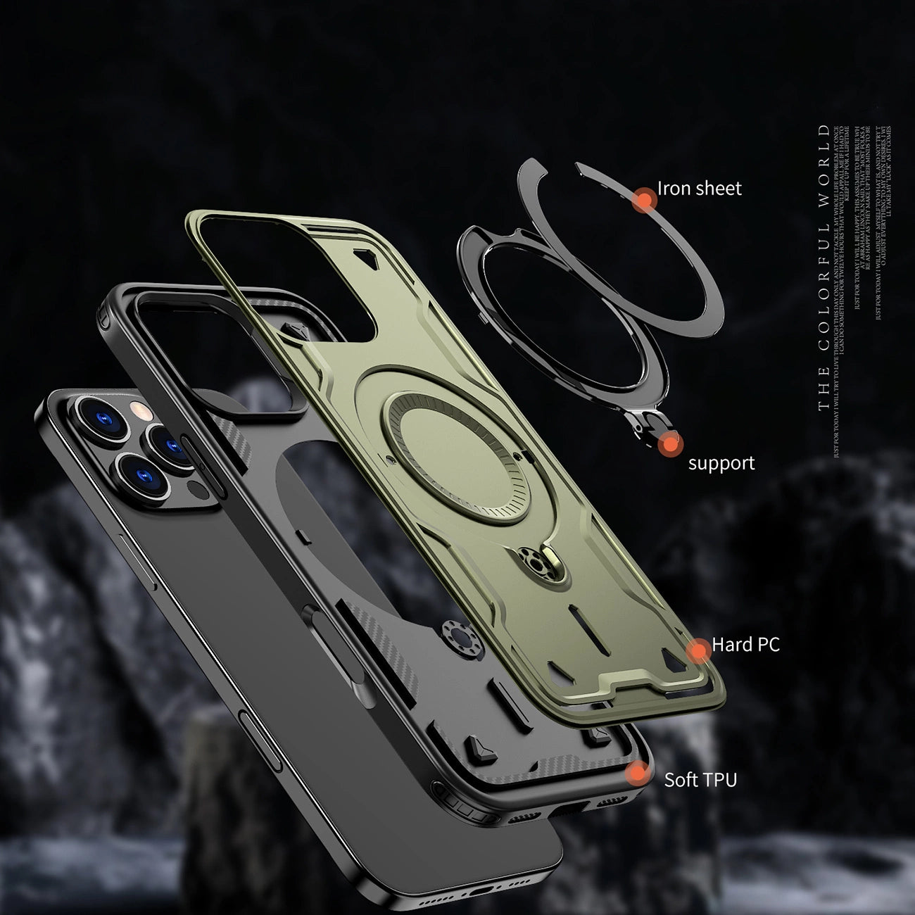 Hybrid Armor Trendy Case with MagSafe for iPhone 16 Pro Max - Green_1