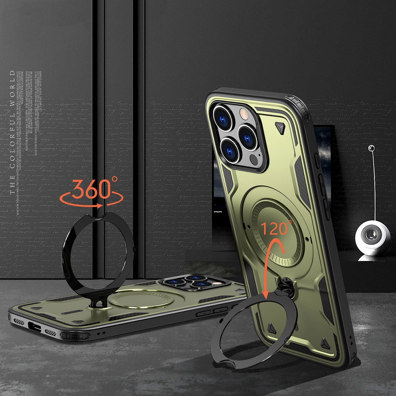 Hybrid Armor Trendy Case with MagSafe for iPhone 16 Pro Max - Green_2