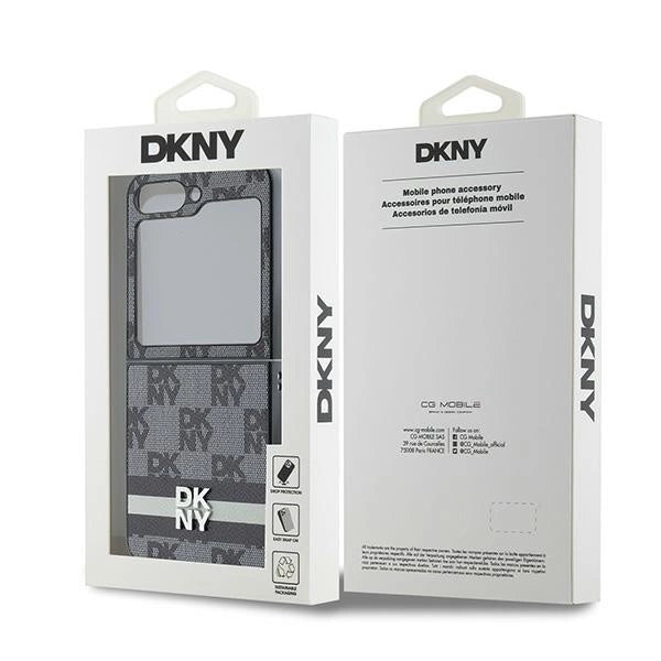 DKNY Checkered Pattern Printed Stripes case for Samsung Galaxy Z Flip 6 - black_7