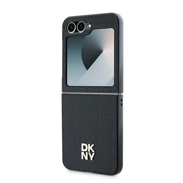 DKNY Repeat Pattern Stack Logo Case for Samsung Galaxy Z Flip6 - Black_5