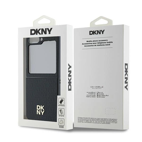 DKNY Repeat Pattern Stack Logo Case for Samsung Galaxy Z Flip6 - Black_7