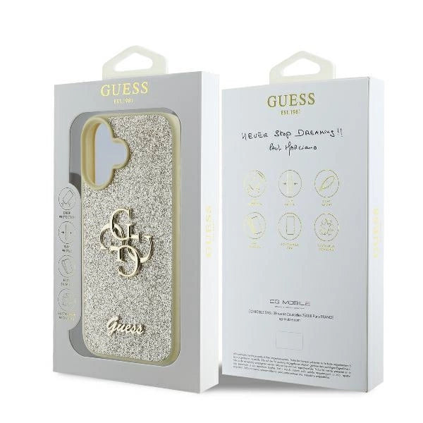 Guess Fixed Glitter Big 4G Case for iPhone 16 Plus - Gold_7