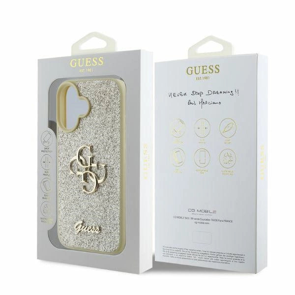 Guess Fixed Glitter Big 4G iPhone 16 Case - Gold_3