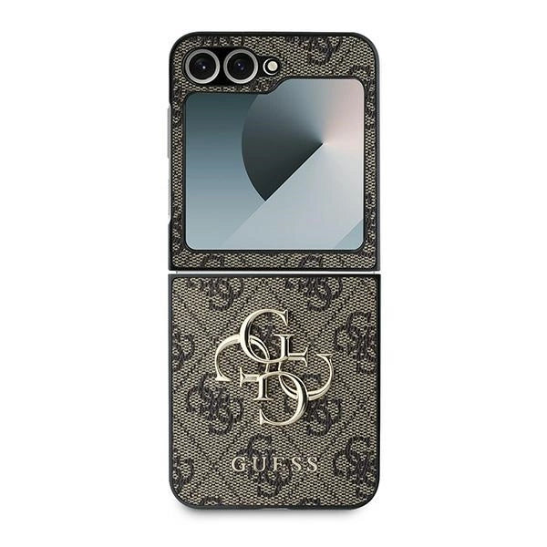 Guess Leather 4G Metal Logo Case for Samsung Galaxy Z Flip 6 - Brown_1